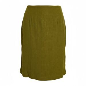 Piazza Sempione Tweed Textured Flat Front Straight Pencil Skirt Green Size 42